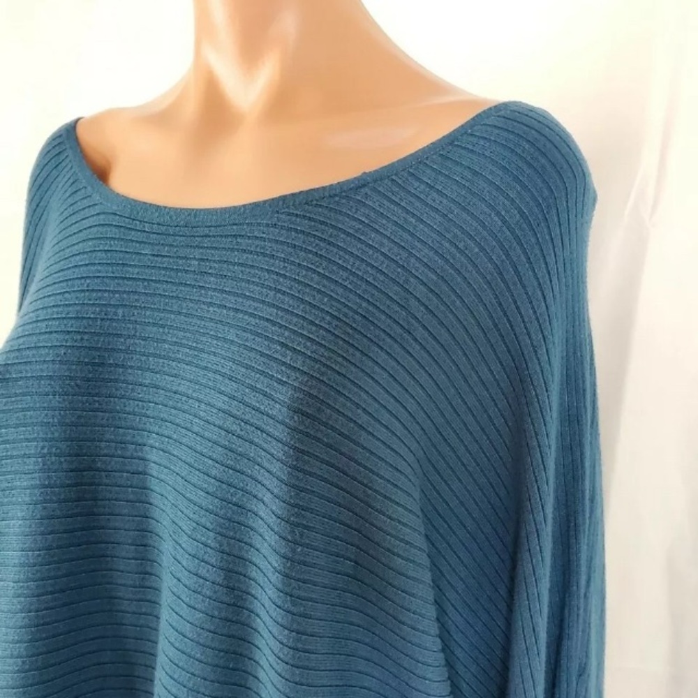 Lane Bryant Women’s Teal Blue Ribbed Boat Neck Long Sleeve Sweater. Size 14/16.
